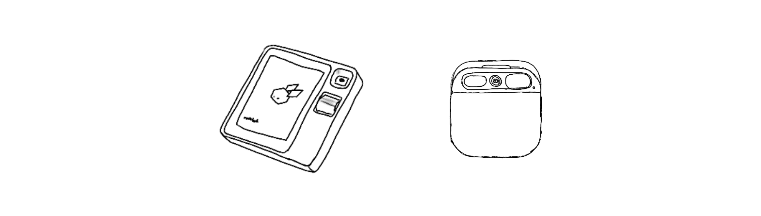 An illustration of the rabbit r1 and the humane Ai Pin devices